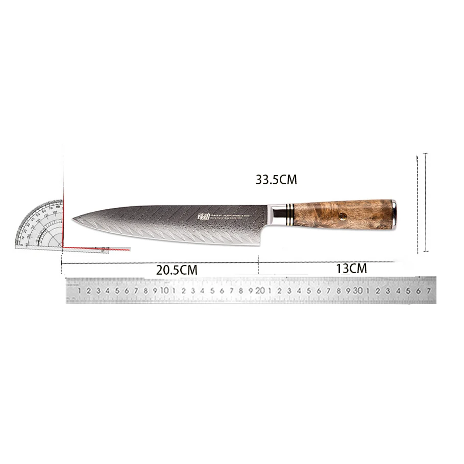 FINDKING AUS-10 Damascus Steel Blade Sapele Wood Handle Arrow Pattern Damascus Knife 8 Inch Chef Cleaver 67 Layers Kitchen Knife