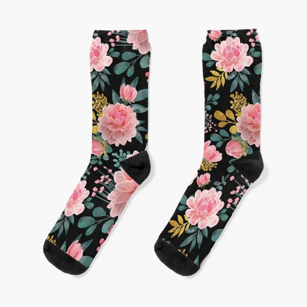 

Watercolor Peony Flowers Socks cool luxe Men Socks Women's