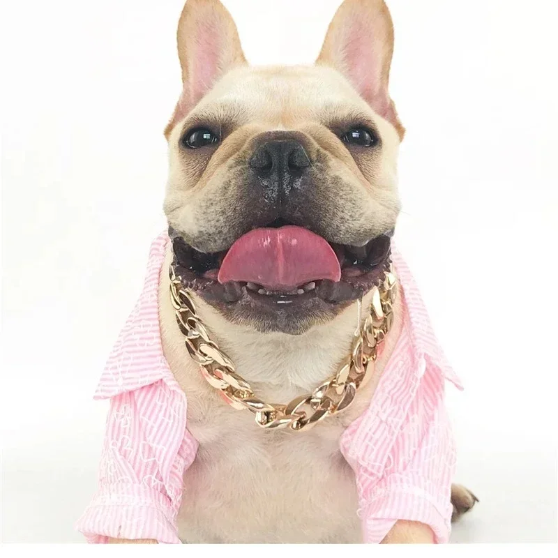 

New Dog Cat Gold Necklace Collar Gold P Chain Dress Up Decoration Gift For Dogs Fighting Dog Accessories Jewelry Photo props