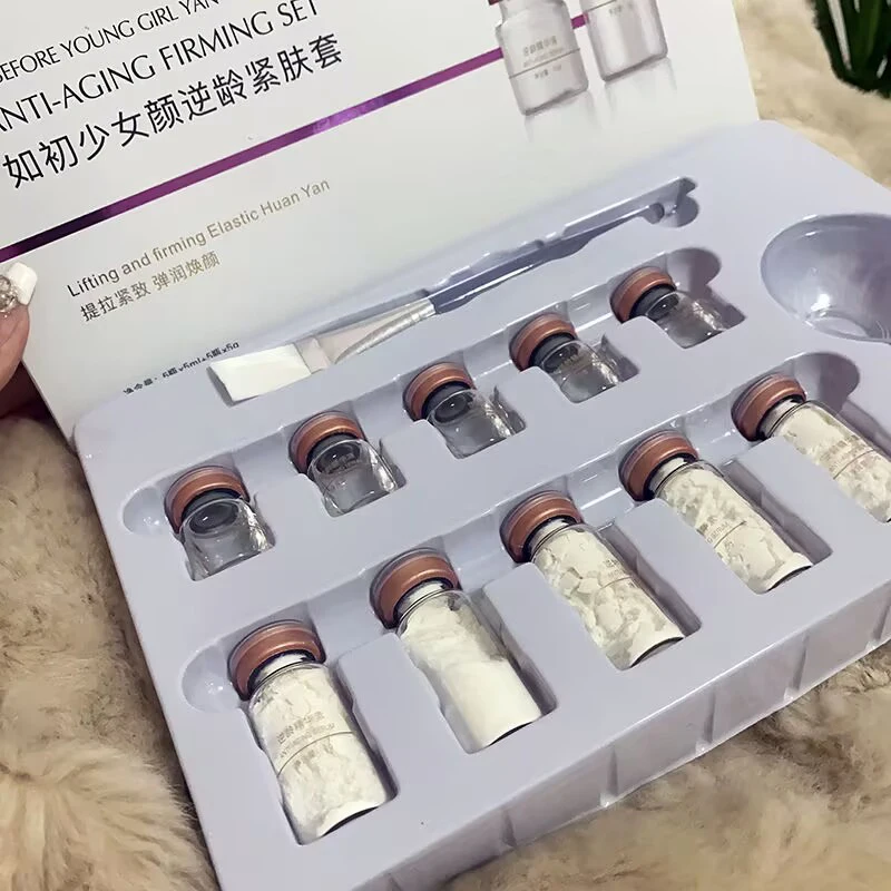 

5 Pairs Peptide Essence And Powder Firming Set Anti-aging Hyaluronic Acid Lifting Mask Face Whitening Skin Care Essence