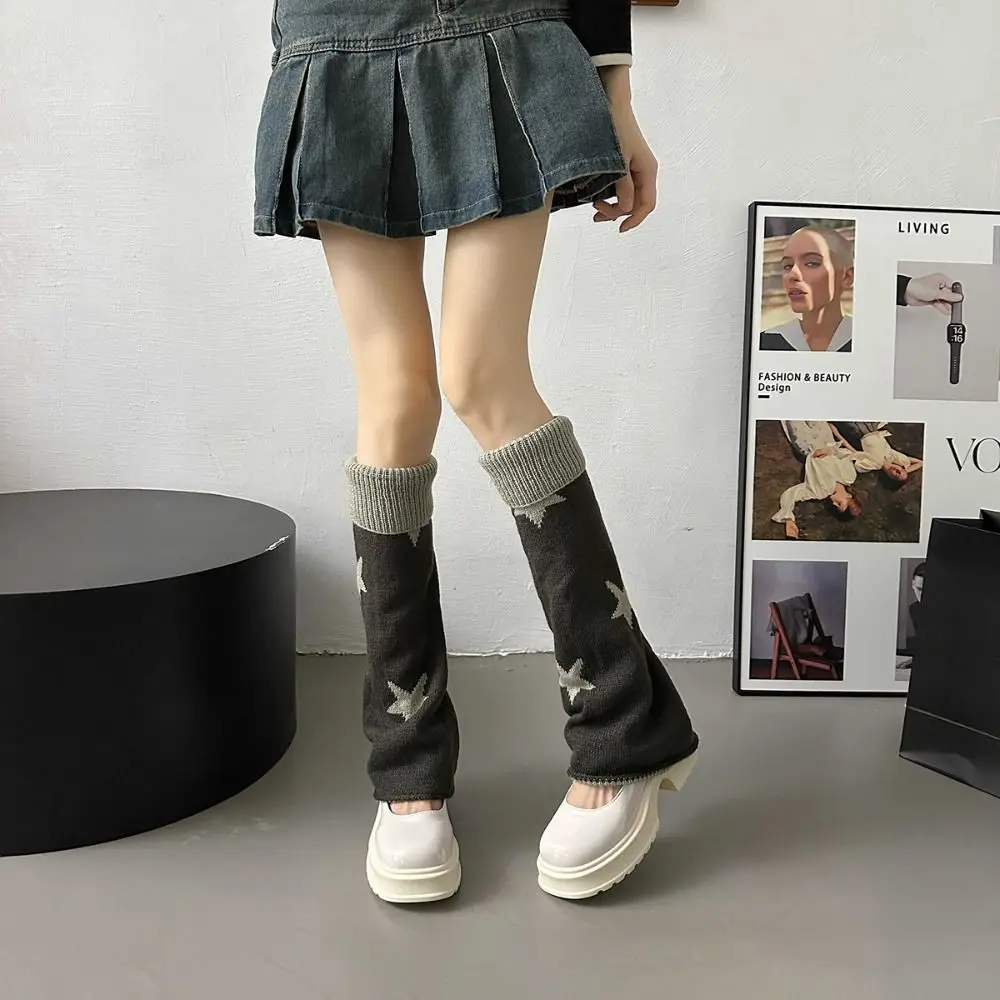 

Five Pointed Star Knitted Foot Cover Y2K Harajuku Style Lolita Boots Cover Kawaii Warm Women Leg Warmers Autumn/Winter