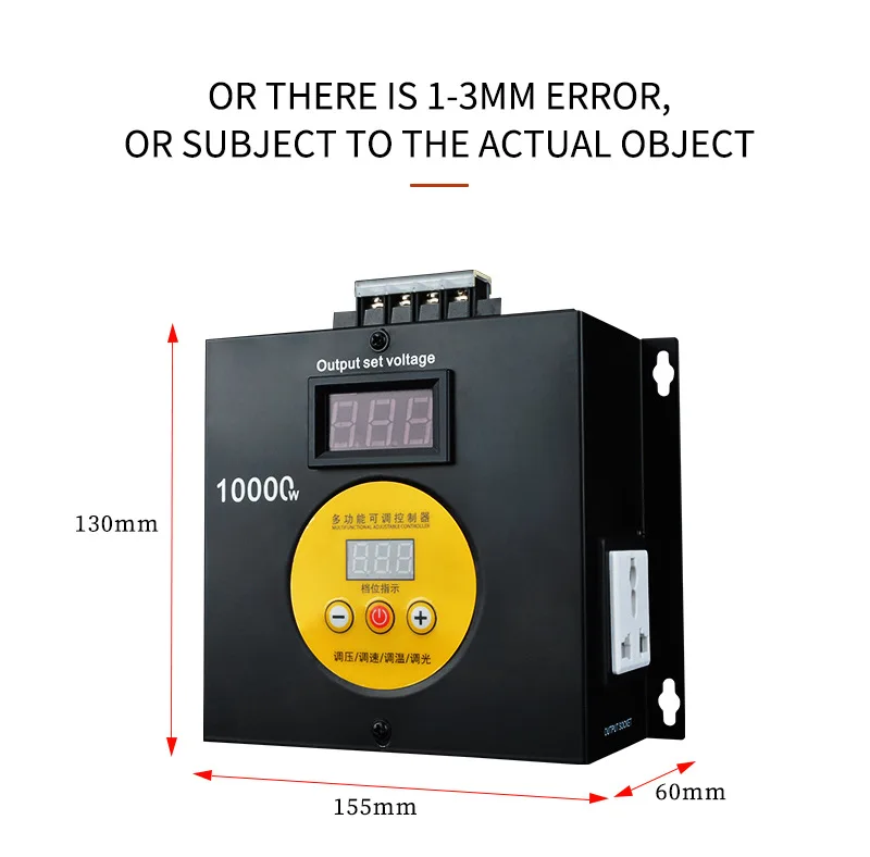 Imagem -03 - Regulador de Tensão ac 220v Velocidade Temperatura Luz Dimmer Ajustável Compacto Tensão Variável Controlador dc 10000w