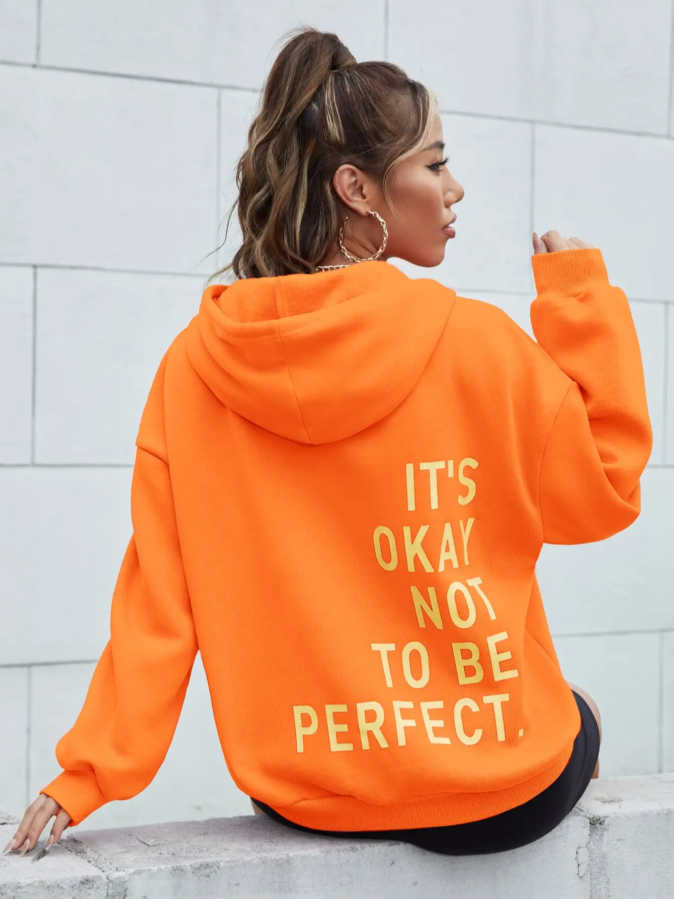 It'S Okay No To Be Perfect Cotton  Hoody Niche Daily Sweatshirts Aesthetic Creativity Tracksuit Essential Casual Sweatershirt