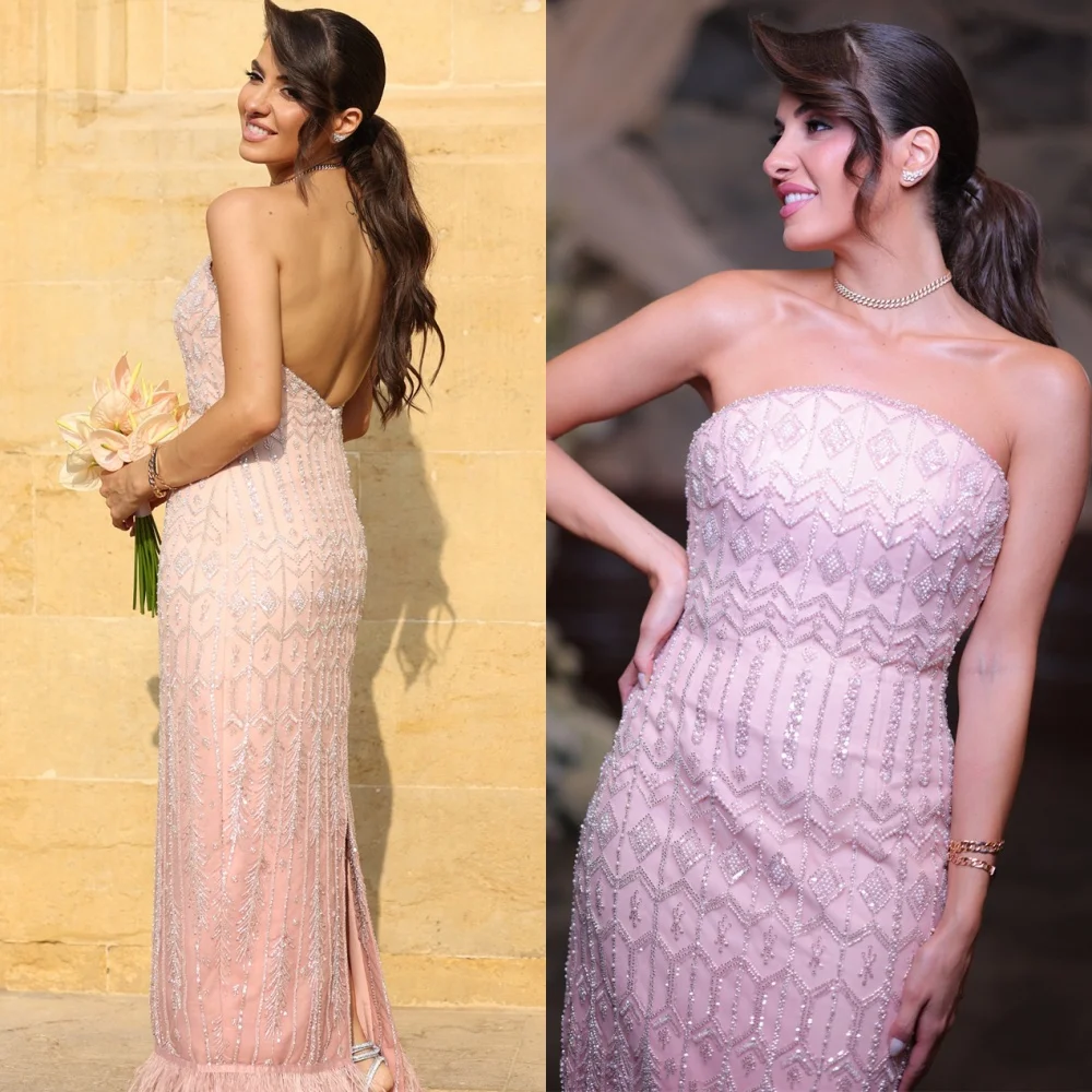 

Customized Temperament Satin Evening Dresses Fashion Strapless Sleeveless Homecoming Dresses Exquisite Special Occasion Gowns
