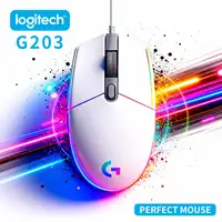 Ratón para juegos por cable Logitech G203, 8000 DPI, retroiluminado RGB, 6 botones programables, Sensor de Mercury 9800 para jugadores de PC y portátiles