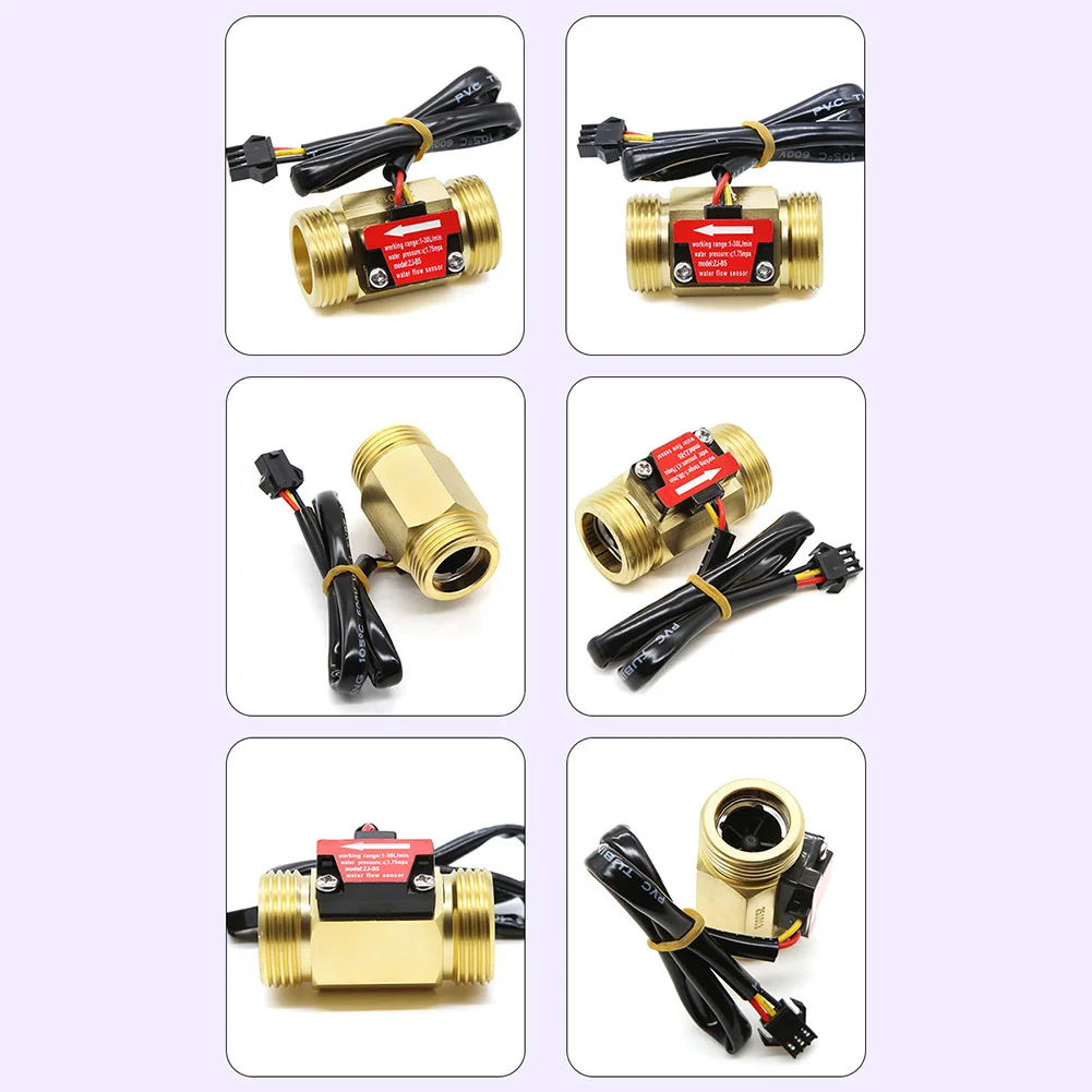 Brass Water Flow Sensor ZJ-B5 Hall Effect Flow Meter Control Liquid Sensor Switch 3.5-24V 1-30L/min Monitoring Detector Tools