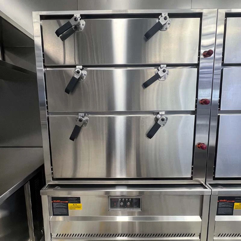 Commercial -Fired Three-Door Steamer Cabinet Electromagnetic Safety Valve for Hotels Restaurants Large Scale Canteens for