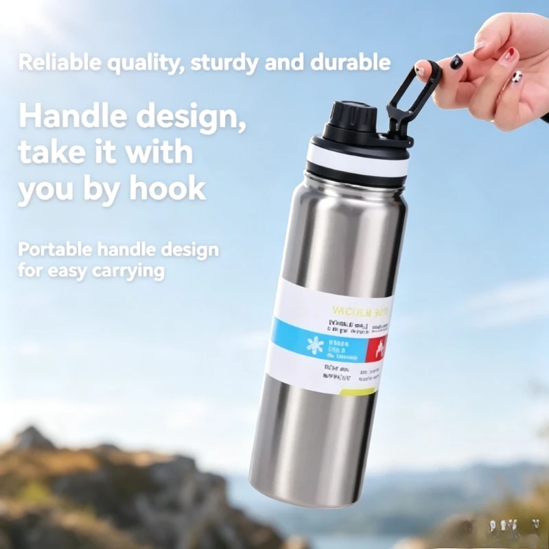 600/800/1000ML Insulated Stainless Steel Thermal Flask for Car Travel - Vacuum-Sealed Sport Bottle Maintains Temperature