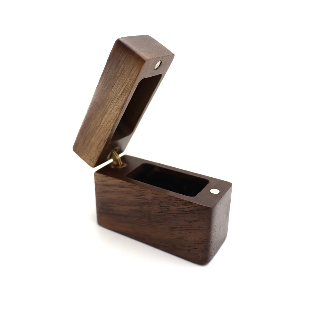 

12PCS Custom Walnut Wood Blank Ring Box Jewelry Ring Case with Magnetic For Proposal Engagement Wedding Party Ring Box DIY Gifts