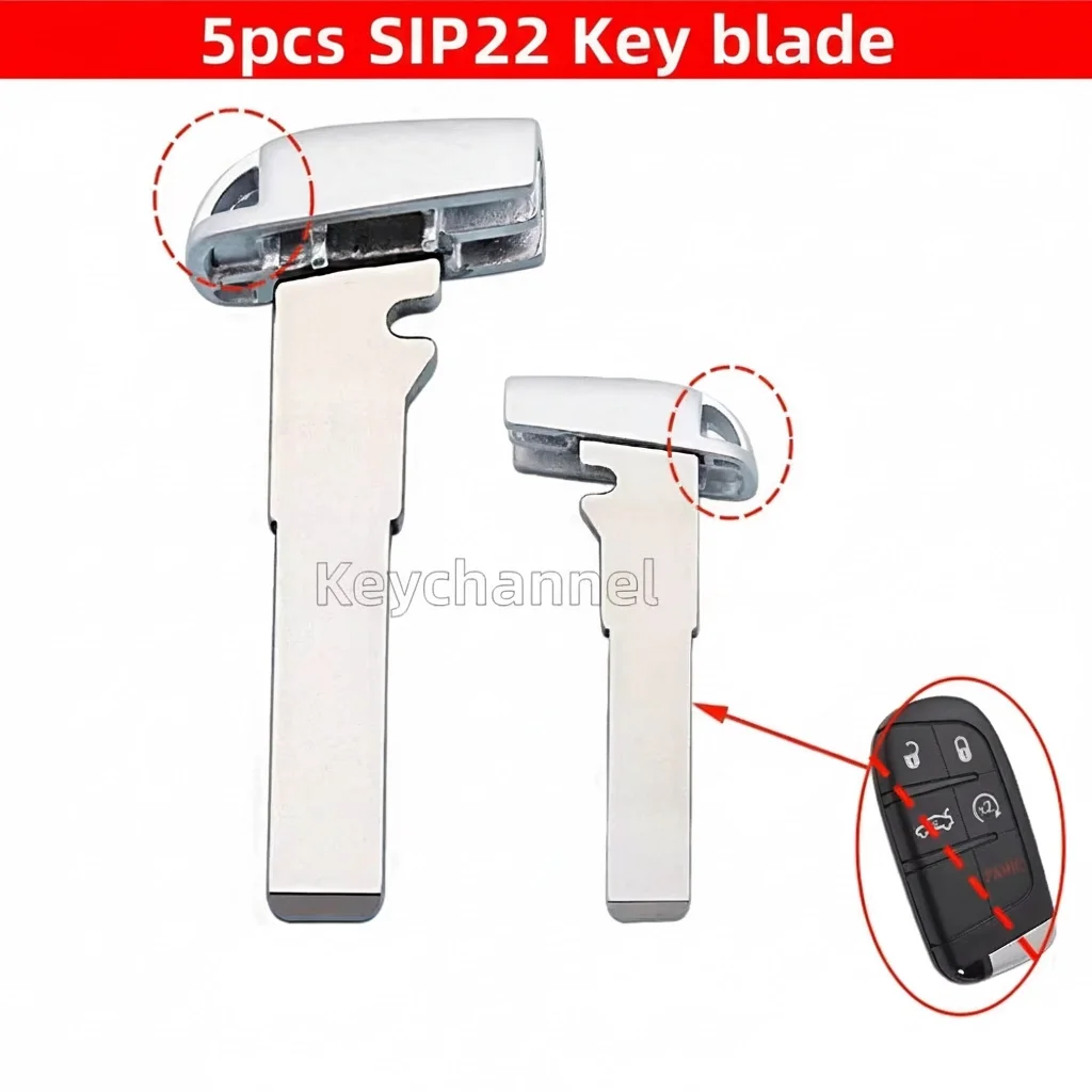

5 шт. заготовок ключей SIP22 для смарт-ключей автомобиля, аварийных ключей-вставок, бесключевых дистанционных брелоков для Jeep Renegade, Compass, Fiat, Dodge