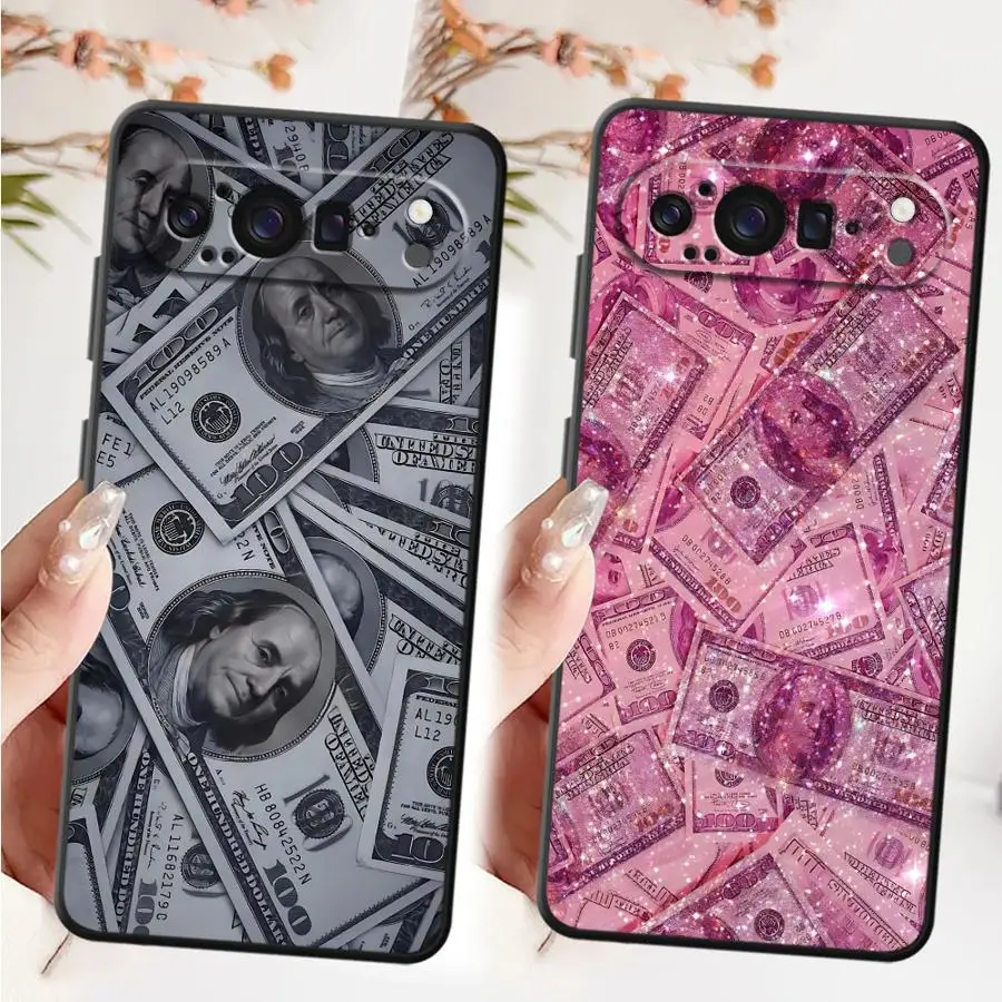 حافظة هاتف كاملة بالدولار الوردي لهاتف جوجل بيكسل 7a 10 9 Pro XL 8a 6a 6 7 8 Pro 9a غلاف ناعم أسود #1