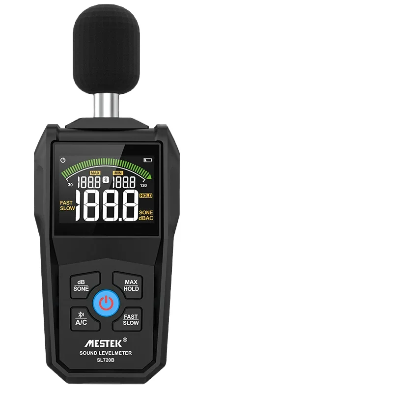 

SL720B Digital Sound Level Meter 30~130dB Noise Decibel Measuring Meter LCD Color Screen A/C weighting Max/Min Value Noise Meter