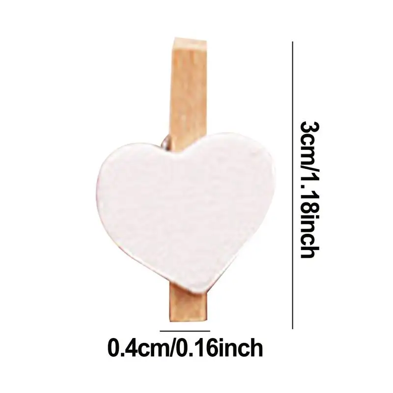 New Wood Clothes Pins Bulk 50pcs Wooden Laundry Pegs Heart Shaped Mini Photo Clip 3cm Color Love Clip For Home Decoration