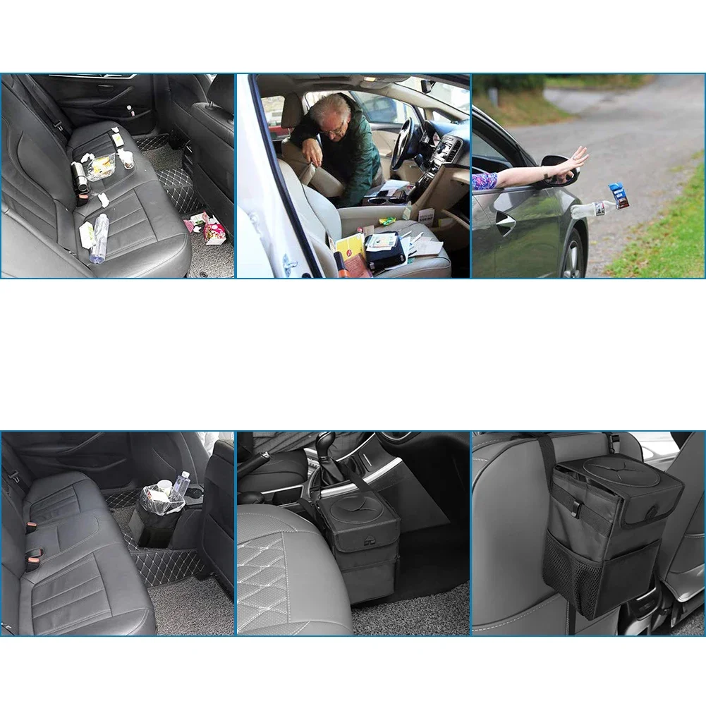 Auto-Mülleimer mit Deckel - Auslaufsicherer Abfalleimer fürs Auto, Zusammenklappbarer Organizer und Aufbewahrungstasche für Auto und LKW, Auto-Zubehör – Detail 16