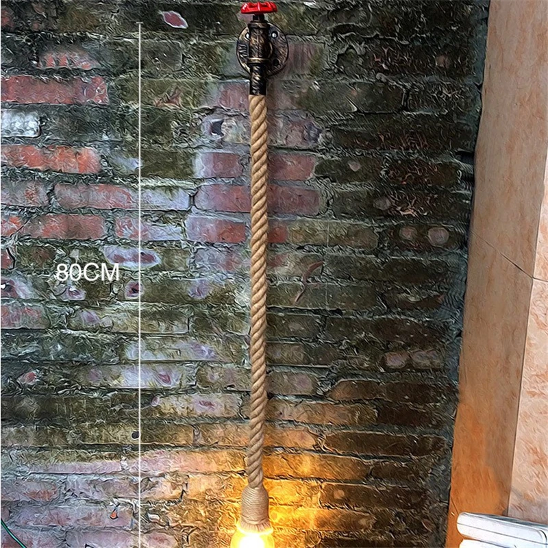 Iron Pipe Hemp Rope Wall Lamp American Industrial Loft Decorfor Kitchen Living Room Vintage Restaurant Bar Vanity Light Fixtures