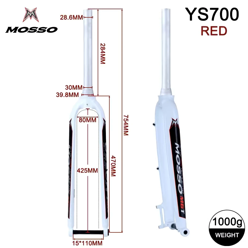 Mosso Mountainbike Vork Mountain Disc Rem Fiets Voorvork Koolstofvezel Kegel Buis Harde Vork Voor 27.5 Inch 29 Inch