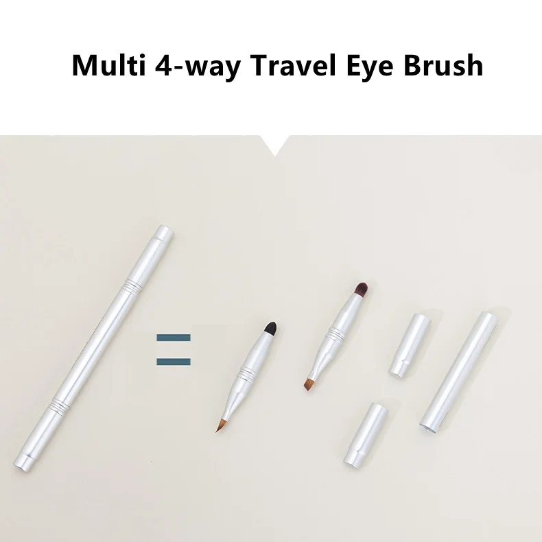 Natural Multi 4 way Travel Makeup Brush 4-in-1 Eyeshadow Blending Smudge Lip Liner Brow Cosmetics Beauty Tool