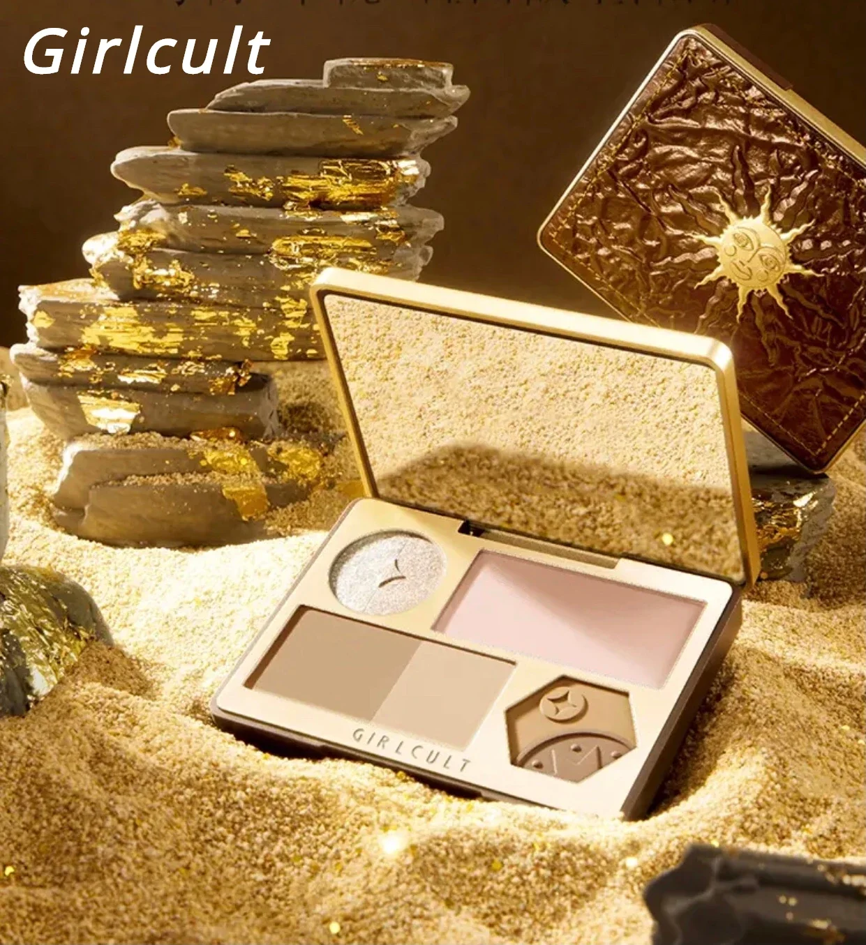 Girlcult-Palette de maquillage pour le visage, série Gold Digger, perles intégrées, 256 reflets, fard à joues, éclaircir le contour du visage