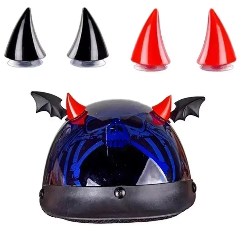 1/2Pairs Bull Horn Decor For Motorcycle And E-Scooter Helmets Strong Suction Cup Fixation Eye Catching Decoration