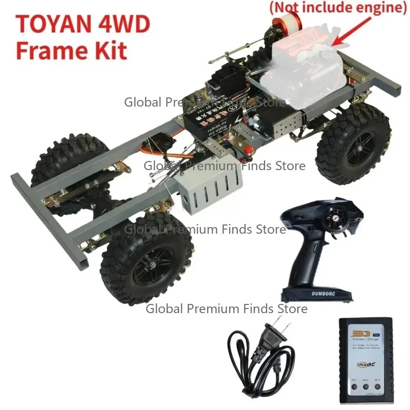 4WD RC Car Frame Kit Suitable for L200AC Two Cylinder Met-hanol Homemade Fuel Model Remote Control Car Chassis Gearbox Toys