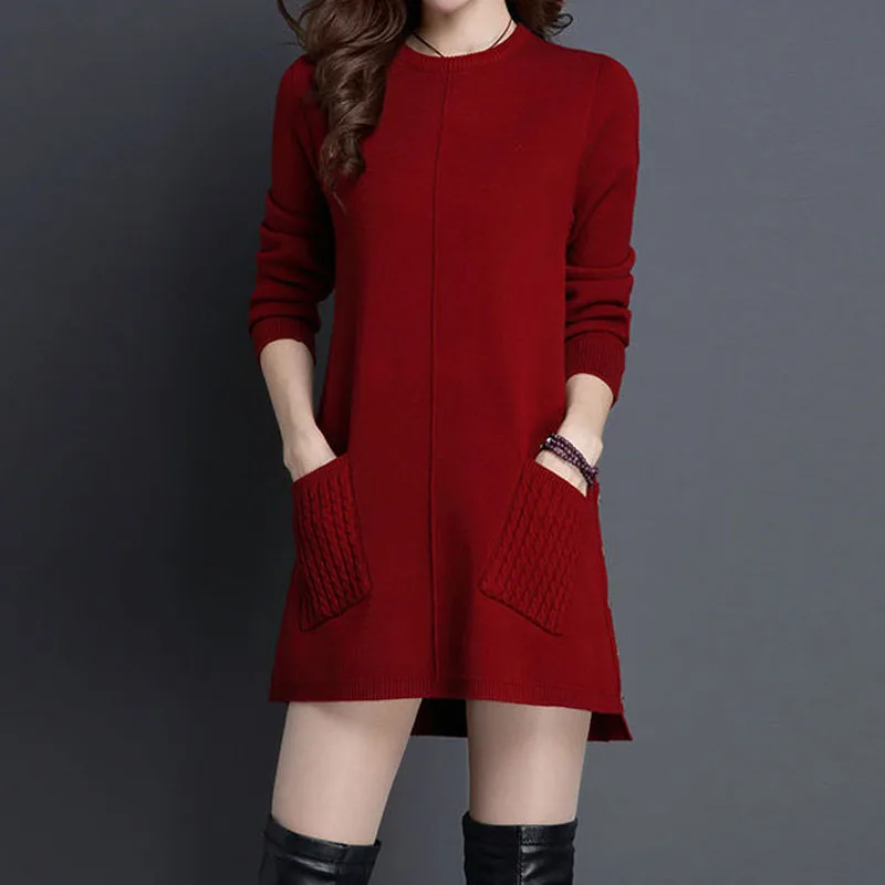 Fashion Female Solid Color Simplicity Knitted Pullovers Commute All-match Long Sleeve Sweaters Autumn Winter Women's Clothing