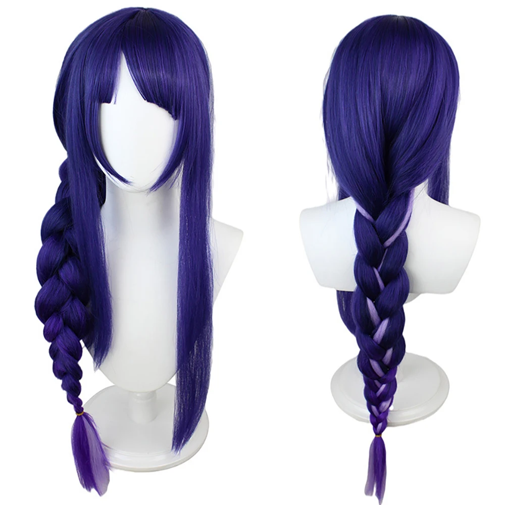 Lightning General Cosplay Synthetic Hair 35-Inch Purple Gradient Highlighted Braid, Halloween Daily Party Comic Show Wig