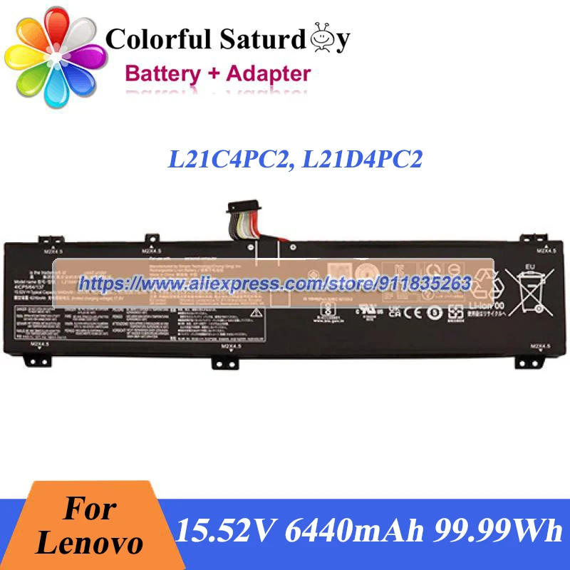 L21D4PC2 L21C4PC2 Battery 15.52V 6440mAh 99.99Wh for Lenovo Legion 5 15 Legion 7 16ARHA7 82UH000 16IAX7 82TD000 Laptop Battery