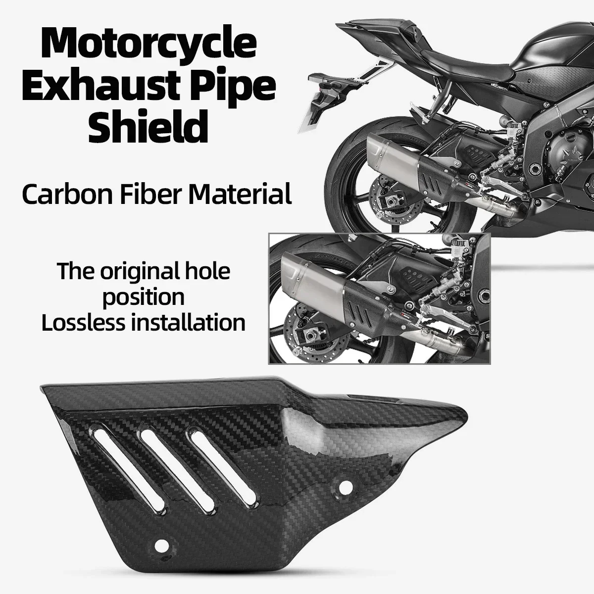 Carbon Fiber Material Motorcycle ak Exhaust Escape Shield Exhaust Pipe Anti-scalding Anti-collision Decoration Protective Cover