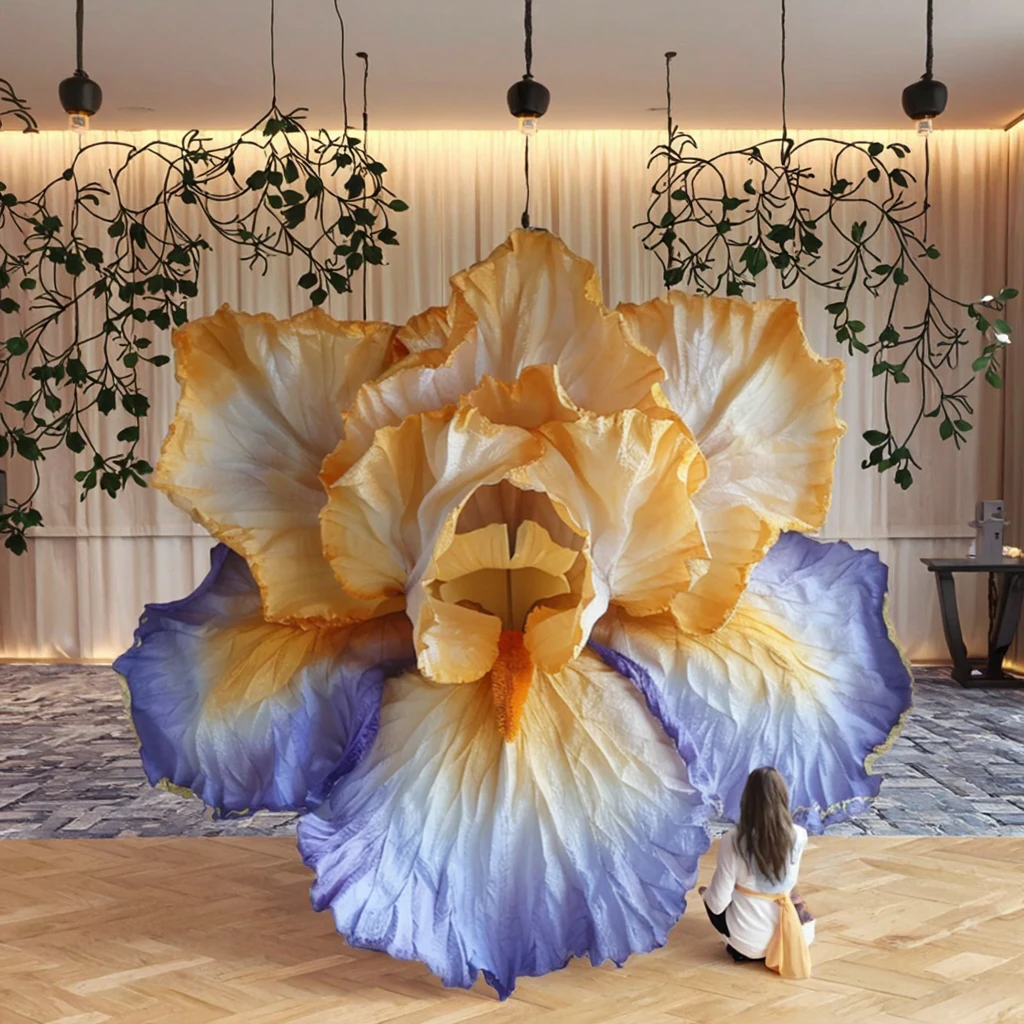 Giant Artificial Iris Flowers for Wedding Party Decorations Window Display Props Paper Art Installation Artificial Flowers