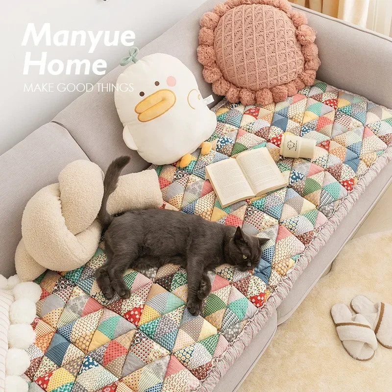 

Hot Selling Retro Pastoral Style New Pure Cotton Mantou Sofa Cushion Colored Anti Slip Thick Anti Cat Scratch