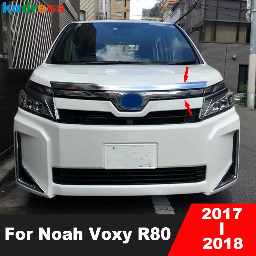 

Накладка на переднюю крышку двигателя для Toyota Noah Voxy R80 2017 2018, хромированная передняя решетка автомобиля, молдинг, декоративная полоса, аксессуары