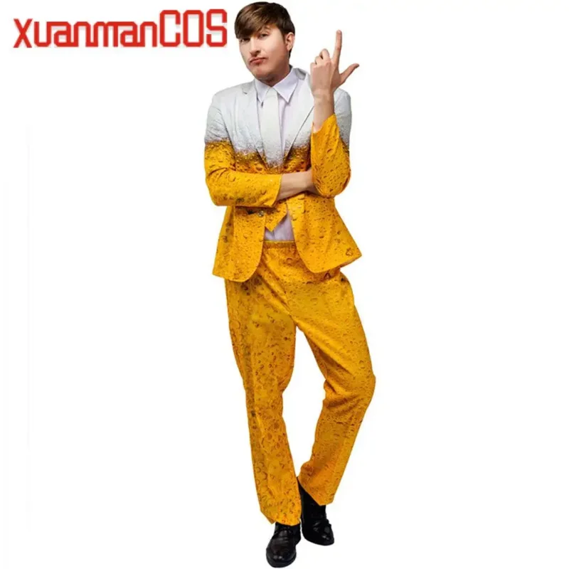 A Loving Family Halloween MenS Oktoberfest Cosplay Costume Suit for Adult Woman Man Othes Role Play Yellow Beer Party 2025 New