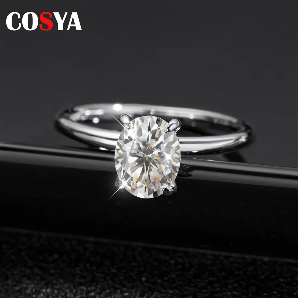 

COSYA 2ct D Color Moissanite Rings With Certificate Original S925 Sterling Silver Diamond Ring For Women Wedding Jewelry Gift