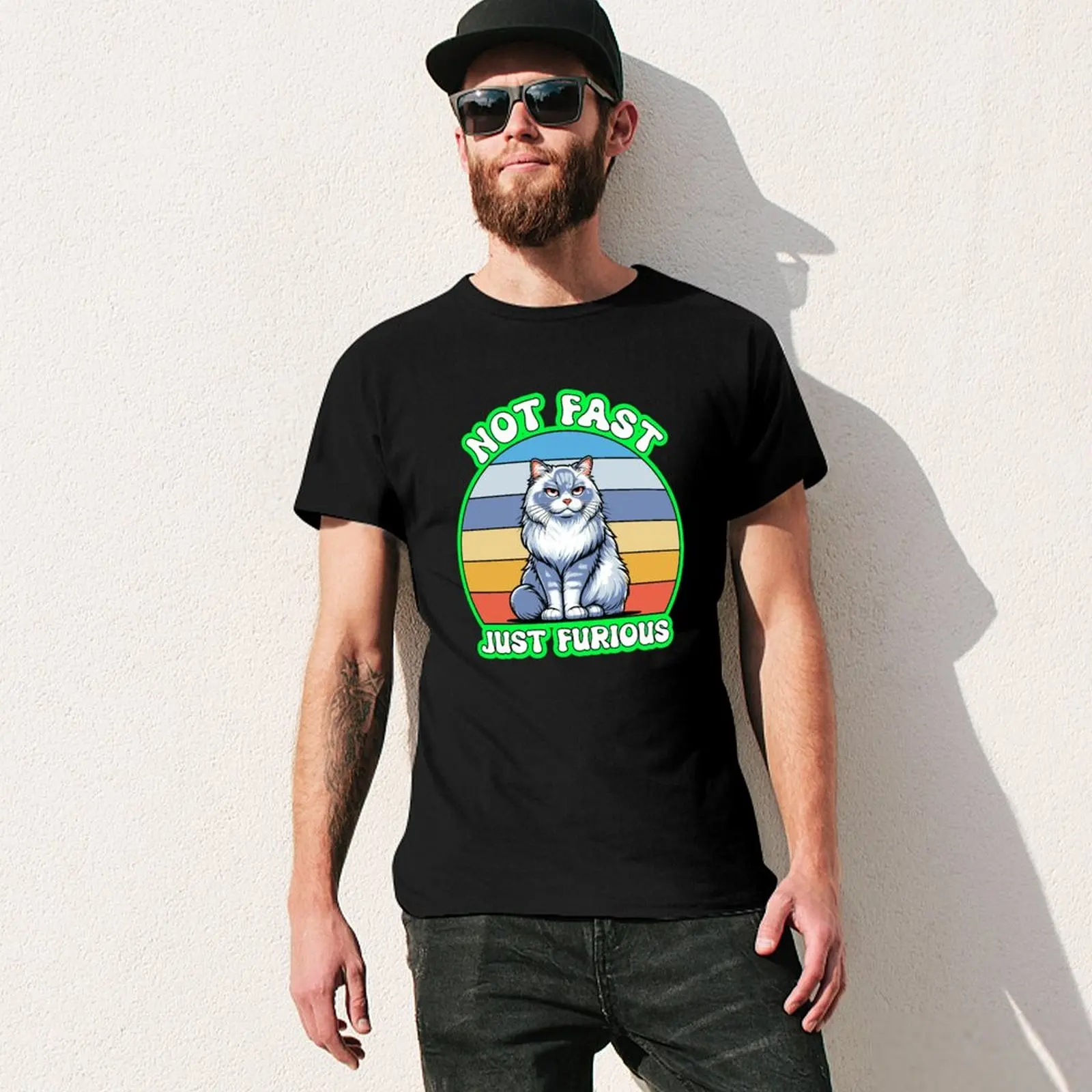 Not Fast Just Furious Cat T-Shirt man t shirt cotton T-Shirt - view 3