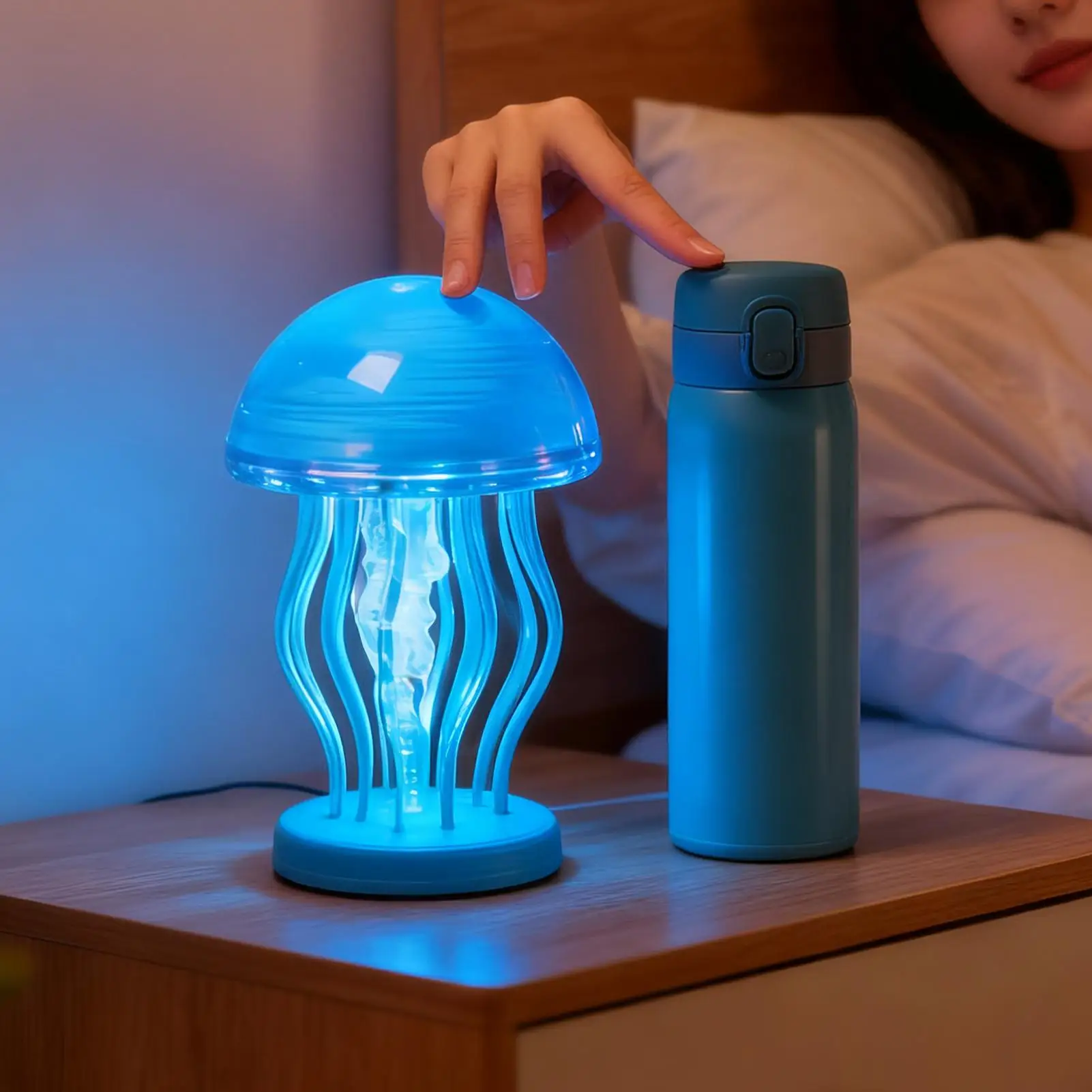 Jellyfish Lamp Glow Aquatic Life Decoration Smart Touch Control Decorative Night Light for Christmas Bedroom Kids Room Party
