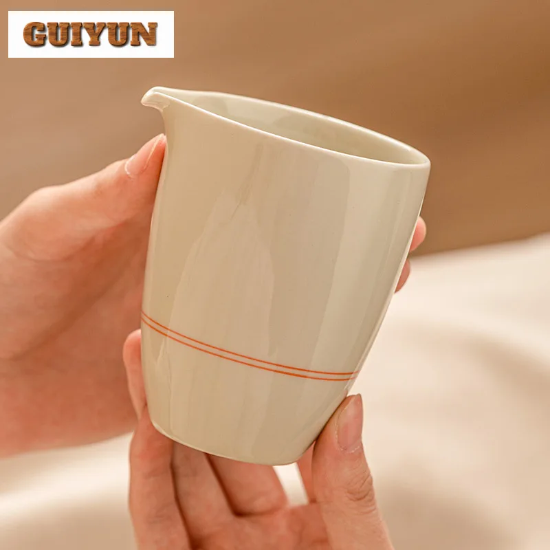 175ml Hand Drawn Double Line Tea Pitcher Luxury Divide Tea Fair Cup Cha Hai Justice Cup Kung Fu Tea for Tea Gift Accessories