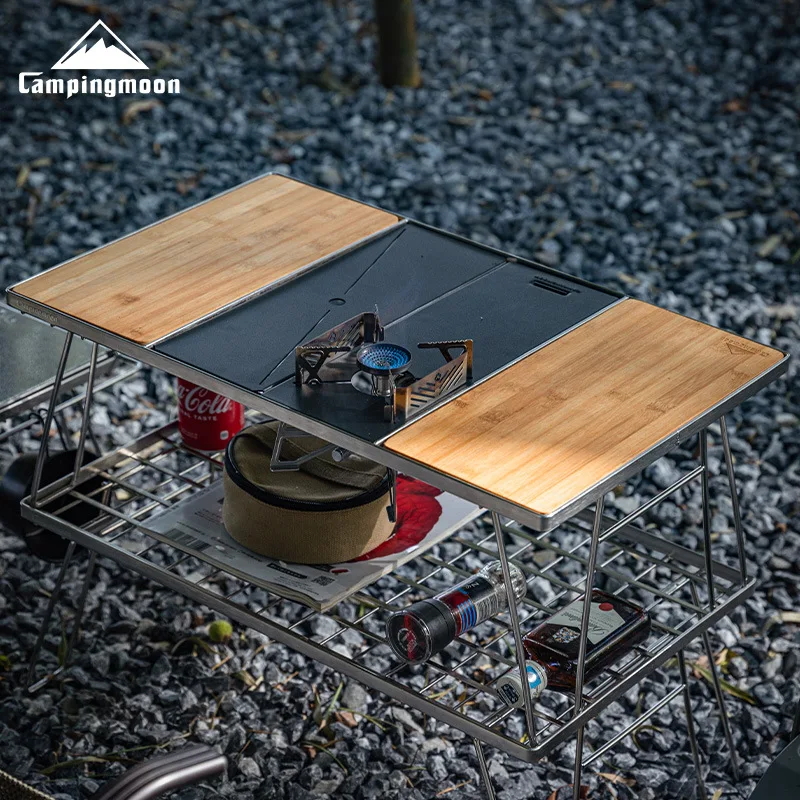 

CAMPINGMOON Портативная горелка для газовой плиты, черный набор аксессуаров для кемпинга, кухонный стол, кемпинг на открытом воздухе, складной стол, GT-3