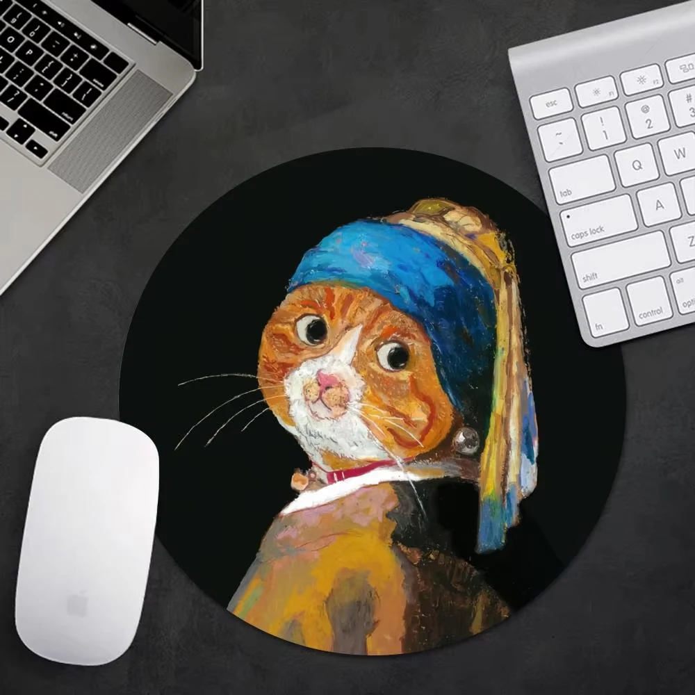Cute Cats Mouse Pad Vintage Starry Night Gaming Accessories Mousepad Van Gogh Mouse Mat Gamer Computer Desk Mousemats 20x20cm