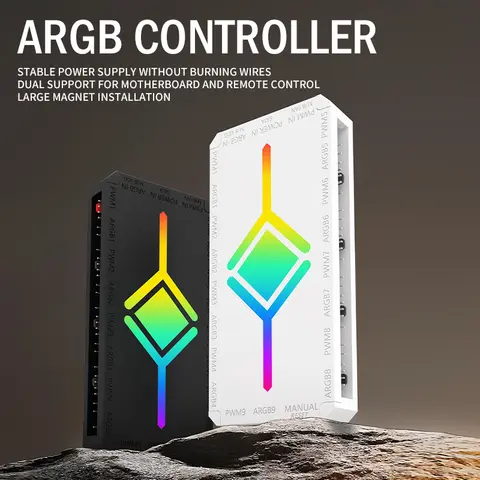 5V/3Pin ARGB 4Pin Fan PWM HUB 1To8 Music Rhythm Controller Aura Sync Cooling Fan Remote Control Chassis Hub