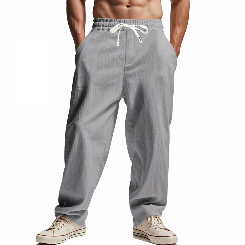 Men's pants Retro cotton and linen Spring and Autumn Breathable Thin Loose Leisure Trend Daily and beach pants Hot sale