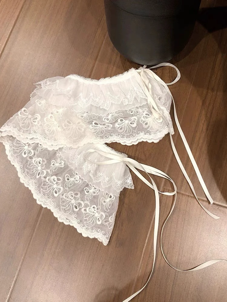 White A-Line  Skirt Women's 2024 New Pure Desire Lace Curtain High-End Sense Layering Hip Covering Elegance Half Skirt