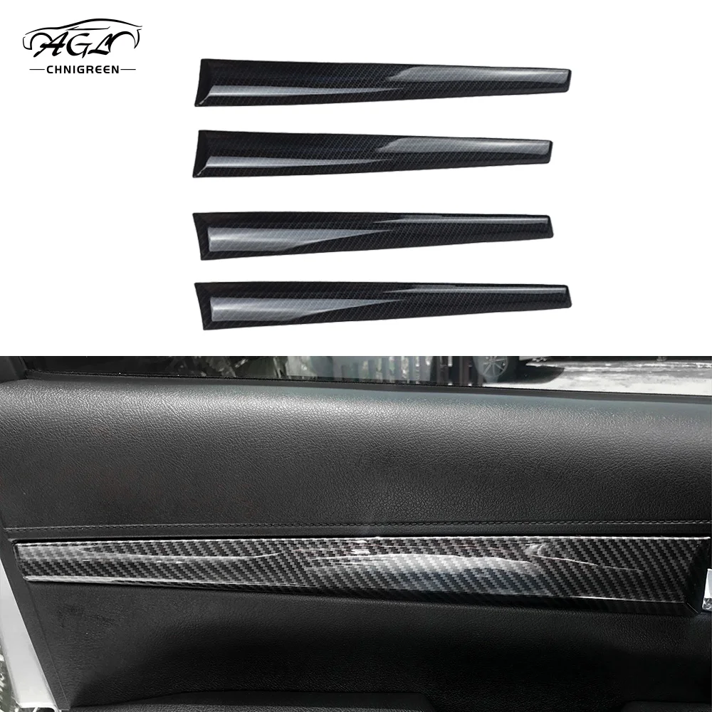 4pcs Carbon Fiber Color Bamboo Grain Inner Door Line Decorative Trim Cover for Toyota Hilux Revo Conquest 2015-2021