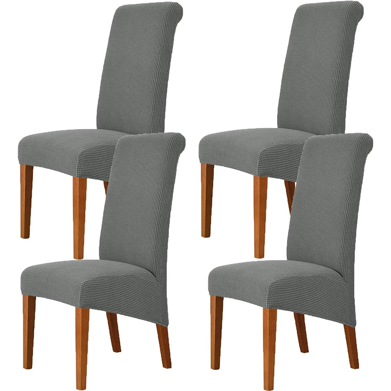 LMETJMA 4Pcs Oversized Stretch Spandex Dining Chair Covers Extra Large Kitchen Parsons Chair Covers Dining Chair Slipcover JT416