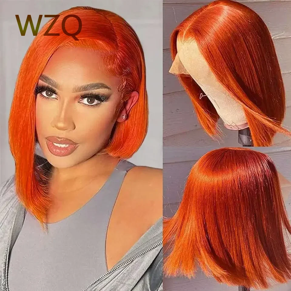 

Короткие парики Ginger Color Bob 13x 4, парики из человеческих волос на сетке спереди, плотность 180%, передний парик на сетке, оранжевый цвет, передний парик на сетке