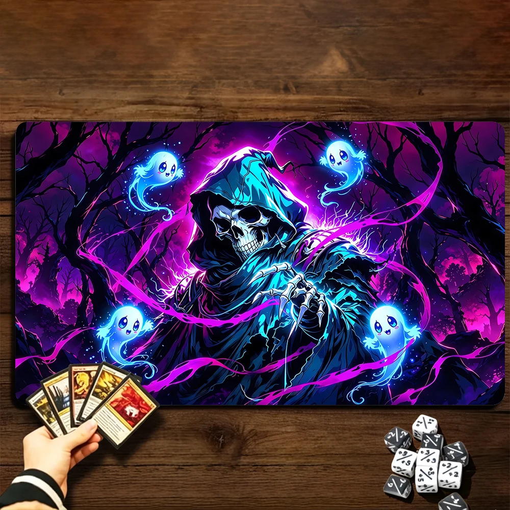 Spectral Skeleton Warlock TCG Playmat Magic Playmat with Stitched Edge Anti-slip base Gathering Gaming Mat Trading Card Game