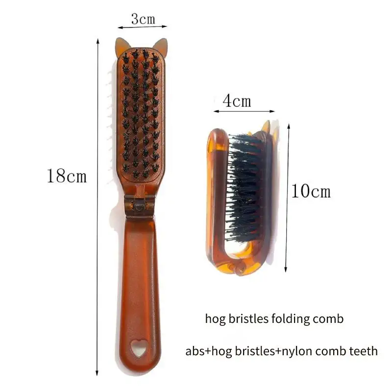 Portable Hog Bristle Hair Brush Foldable Hair Comb Head Anti Static Combs Scalp Massager Travel Combs Hair Styling Accessories