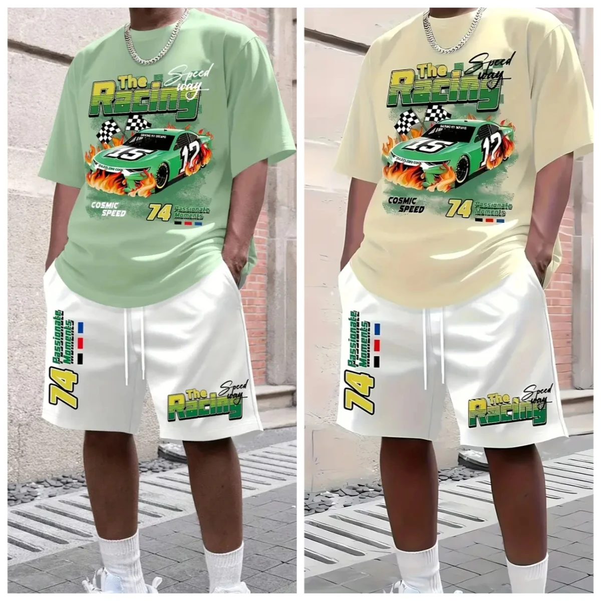 

2025-26 Summer New Hot-selling Trend Design 3D Printing Design American Street Comfortable Casual Men's T-shirt Shorts Set