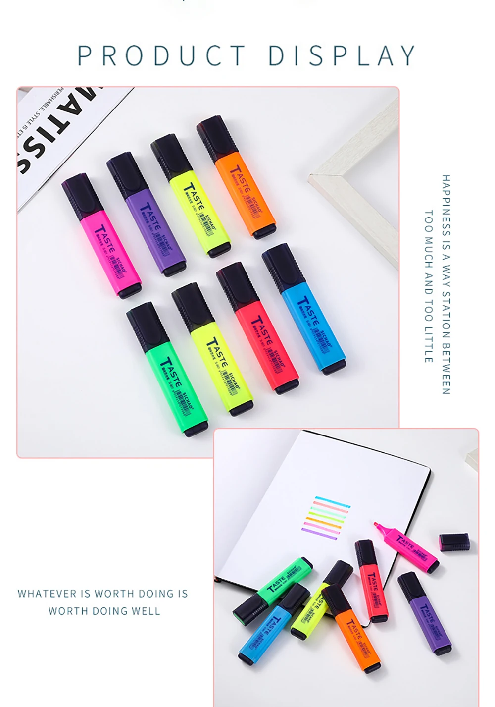4/6/8 farben Textmarker Schräge Spitze Fluoreszierende Stifte Wischfest Für Student Geschenk Kunst Büro Schreibwaren Schule Liefert – Detail 5