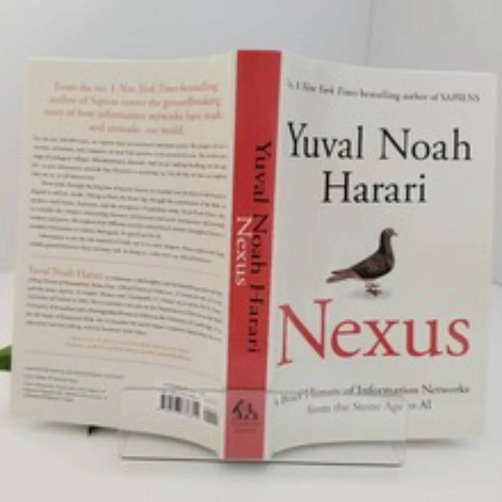 Nexus с короткой историей информационных сетей от каменного века в книгу AI в мягкой обложке на английском языке