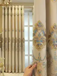 Light luxury and atmospheric European style embroidered gauze curtain, fabric curtain, double-layer curtain